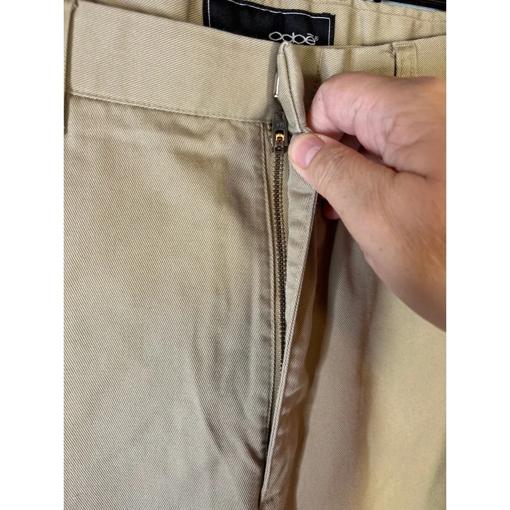 Oobe Mens Chino Pants 34x32 Khaki Tan Straight Leg Flat Front Twill Trousers